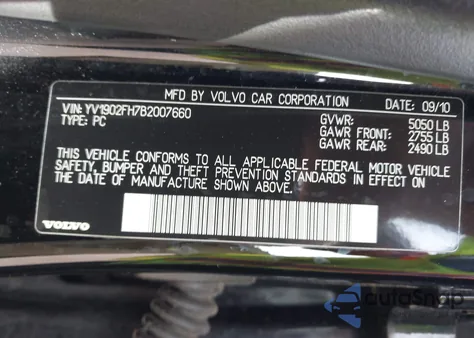 2011 Volvo S60 T6 z USA, uszkodzony, nr VIN YV1902FH7B2007660